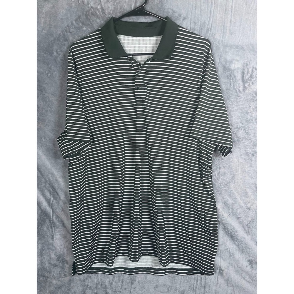 Lululemon Men's Performance Polo Shirt Green White Striped Size Large
